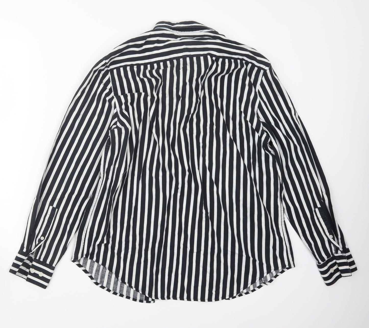 H&M Mens Black Striped   Button-Up Size M