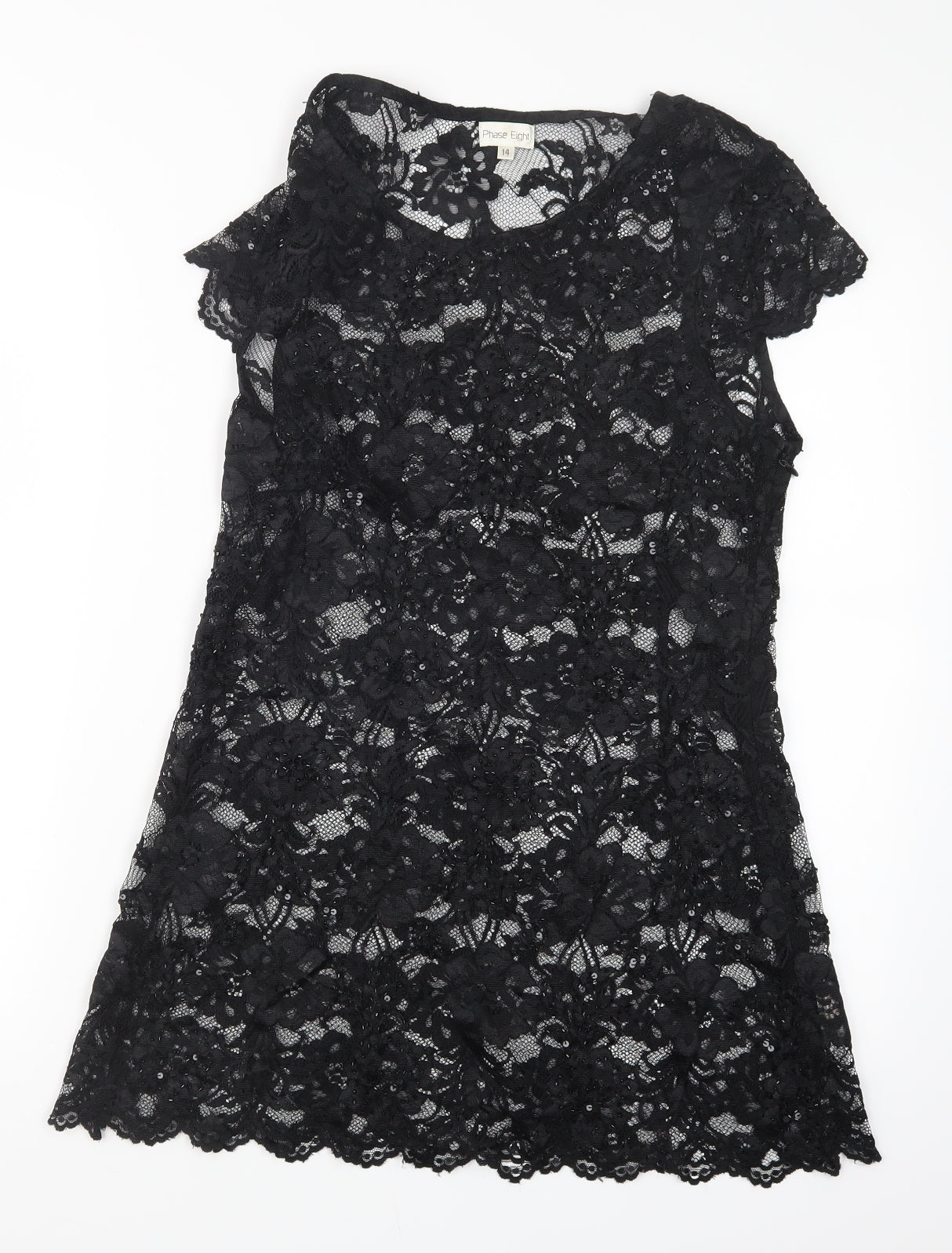 Phase Eight Womens Black  Lace Basic Blouse Size 14