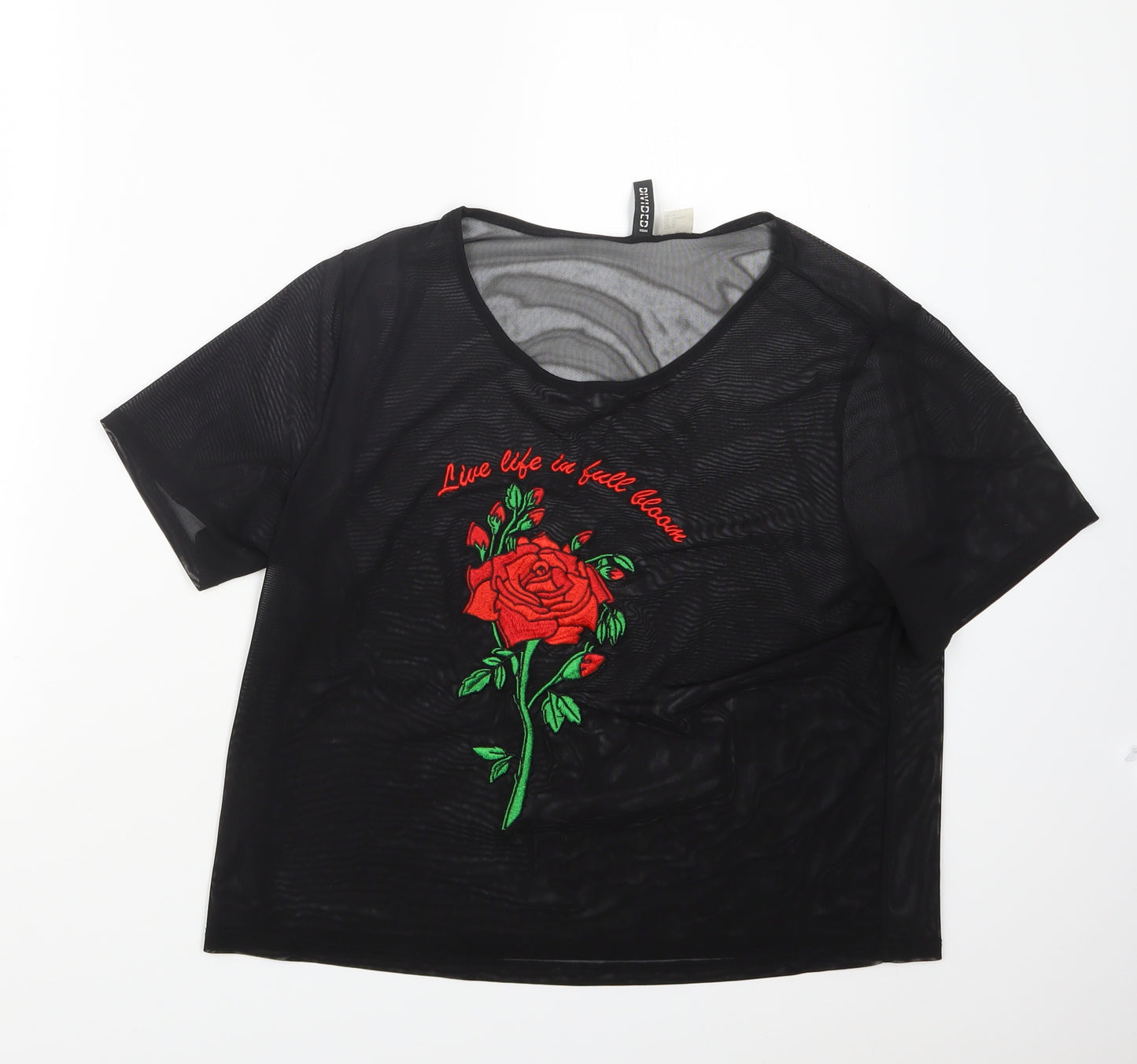 Divided by H&M Womens Black  Mesh Basic T-Shirt Size M