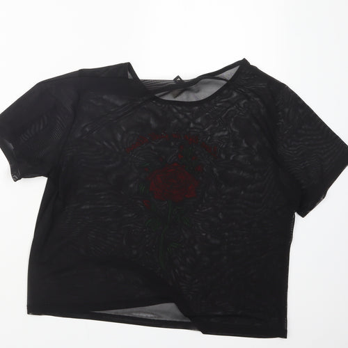 Divided by H&M Womens Black  Mesh Basic T-Shirt Size M