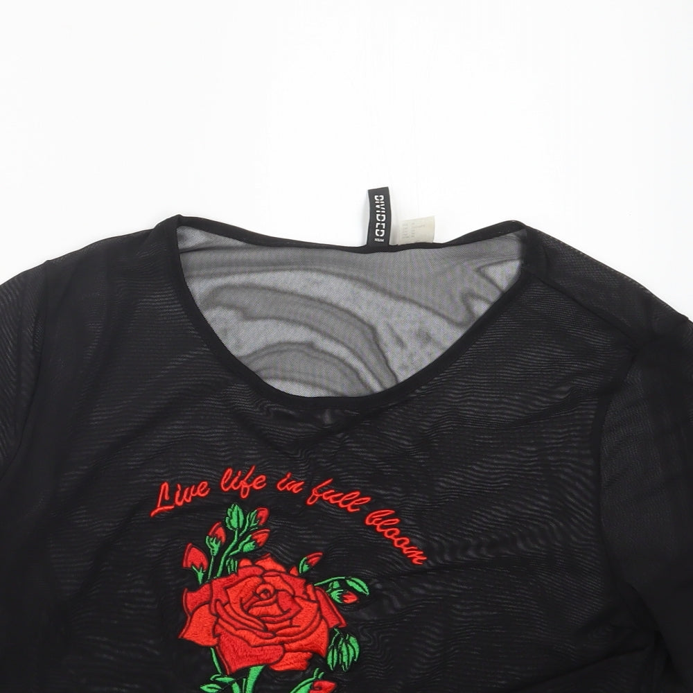 Divided by H&M Womens Black  Mesh Basic T-Shirt Size M