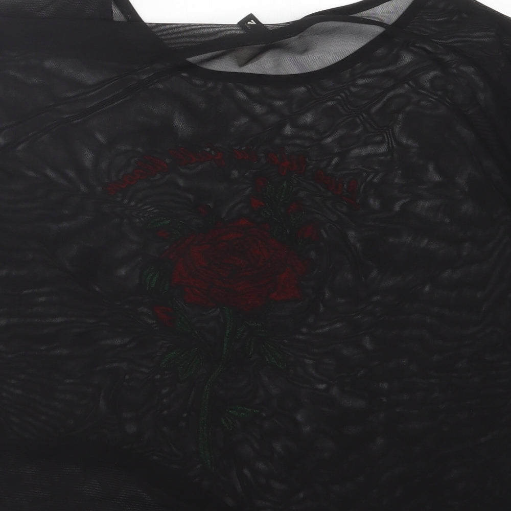 Divided by H&M Womens Black  Mesh Basic T-Shirt Size M