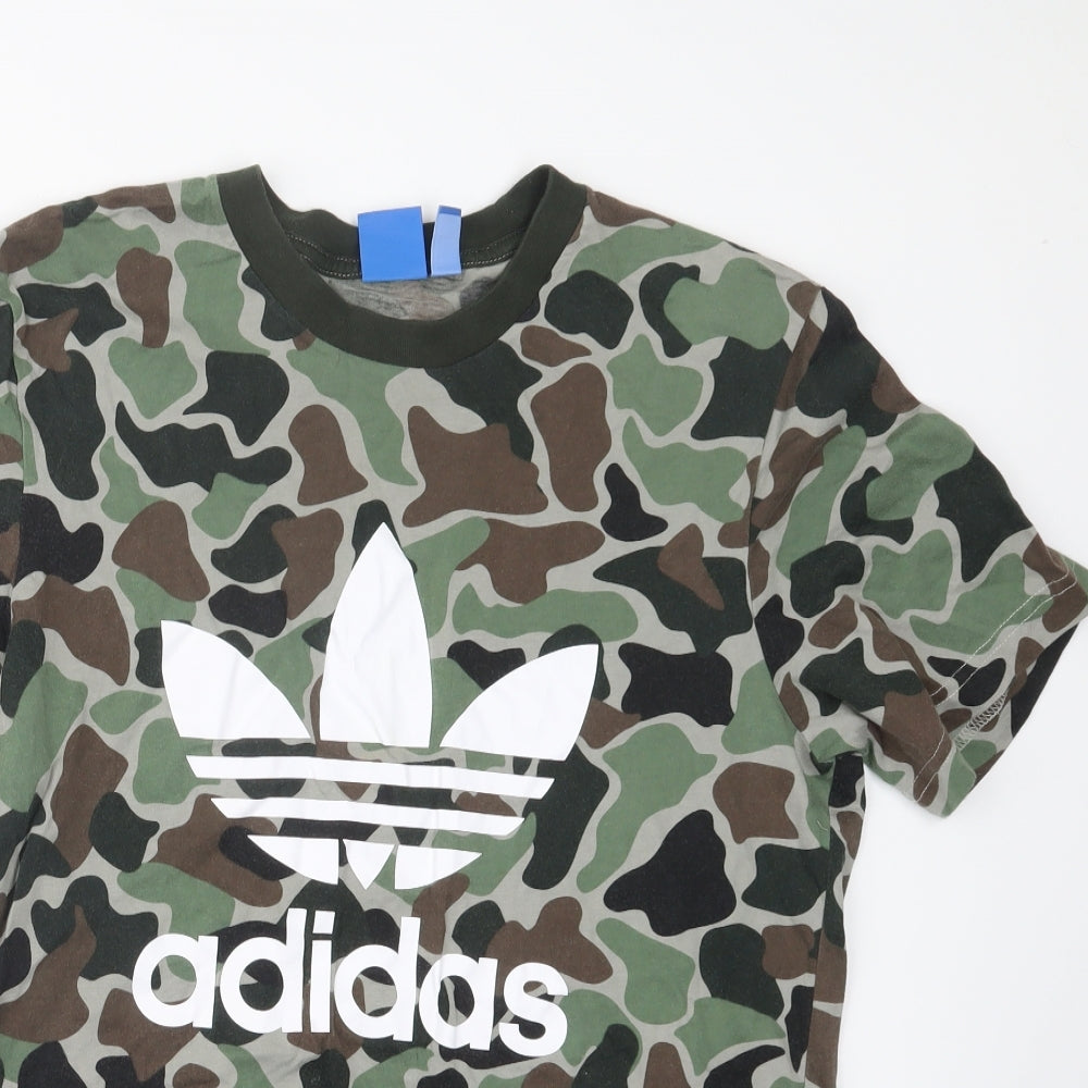 adidas Mens Green Camouflage   T-Shirt Size M