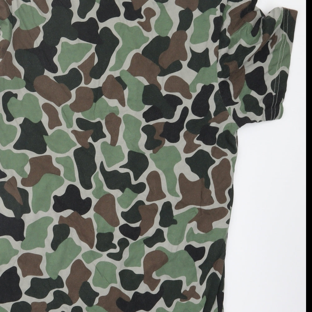 adidas Mens Green Camouflage   T-Shirt Size M