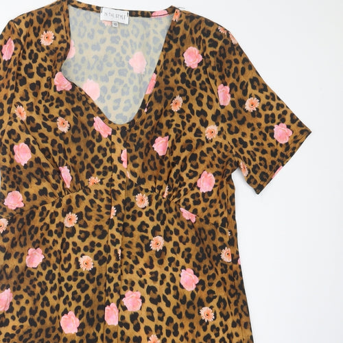 In the Style Womens Brown Animal Print  Mini  Size 10