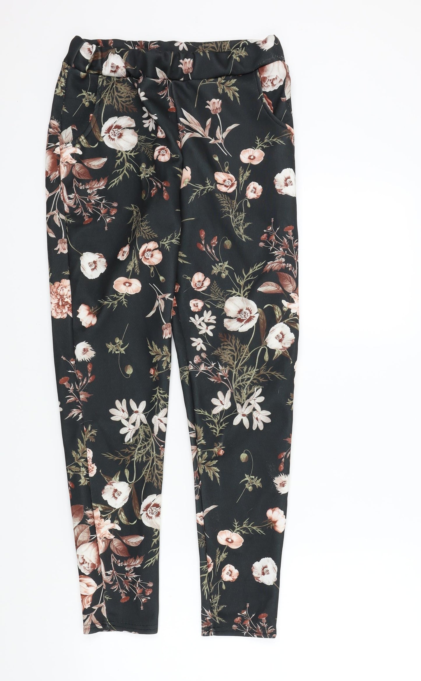 Boohoo Womens Black Floral  Trousers  Size 10 L27 in