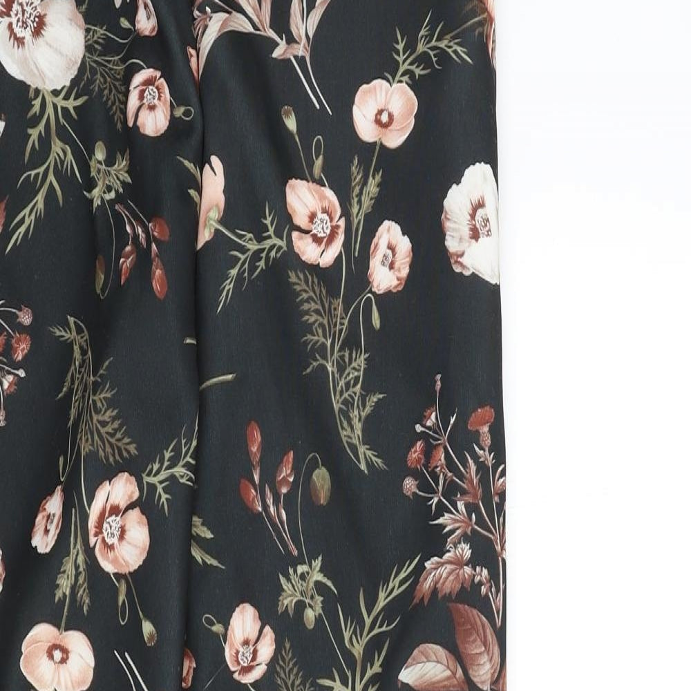 Boohoo Womens Black Floral  Trousers  Size 10 L27 in