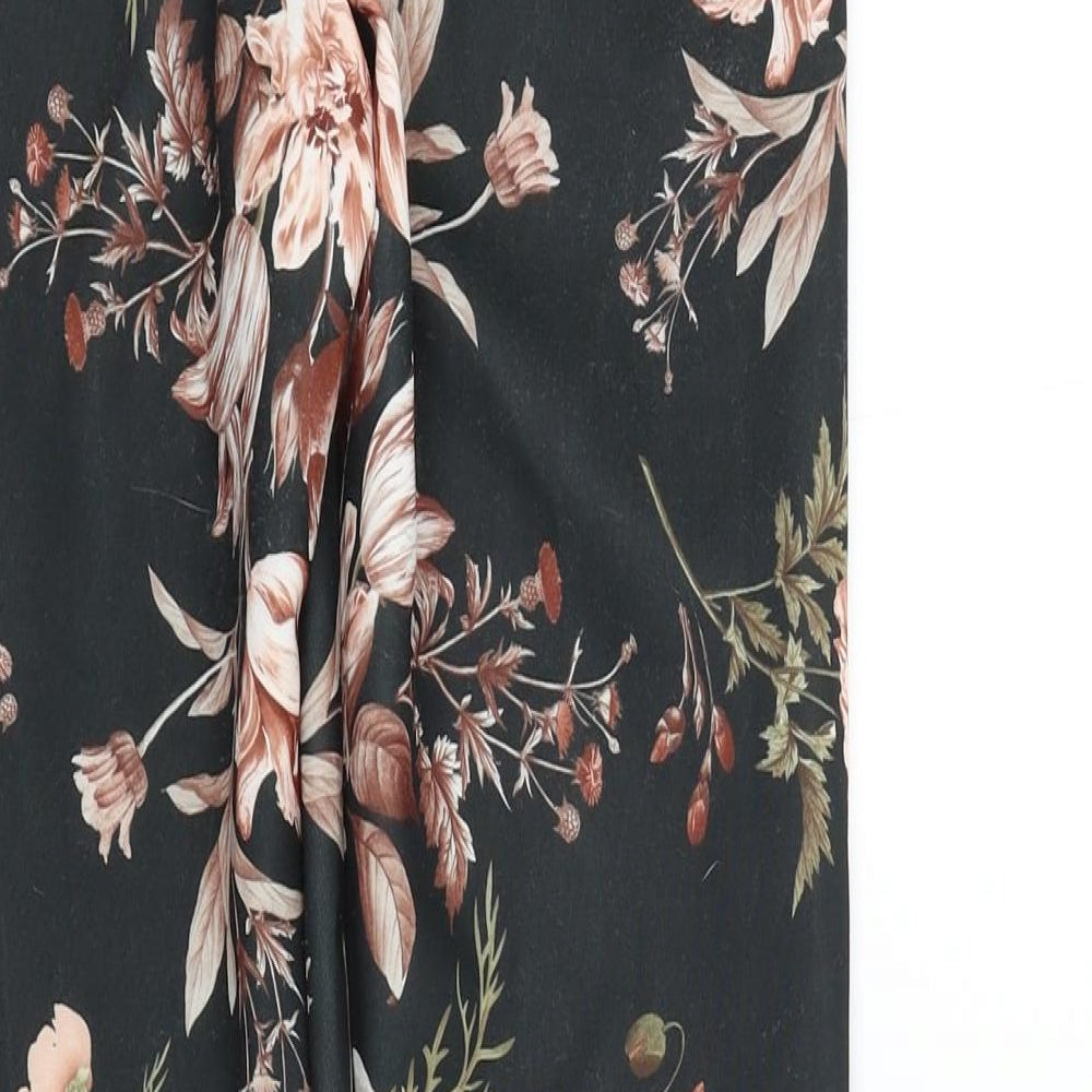 Boohoo Womens Black Floral  Trousers  Size 10 L27 in