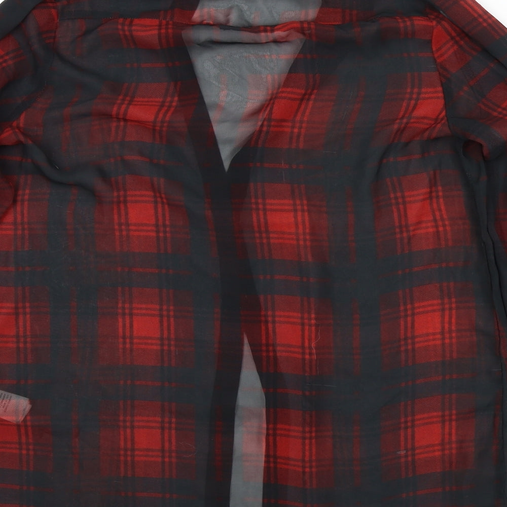New Look Womens Red Check  Basic Button-Up Size 8