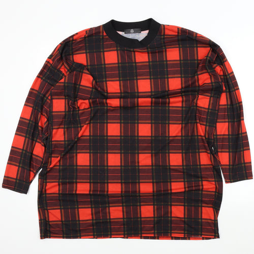 Missguided Womens Red Check  Pullover Jumper Size 10