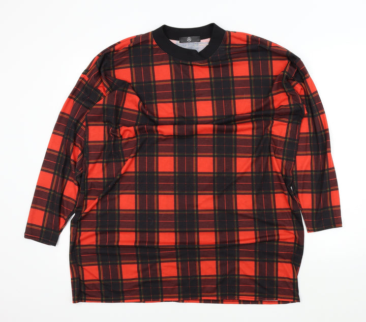 Missguided Womens Red Check  Pullover Jumper Size 10
