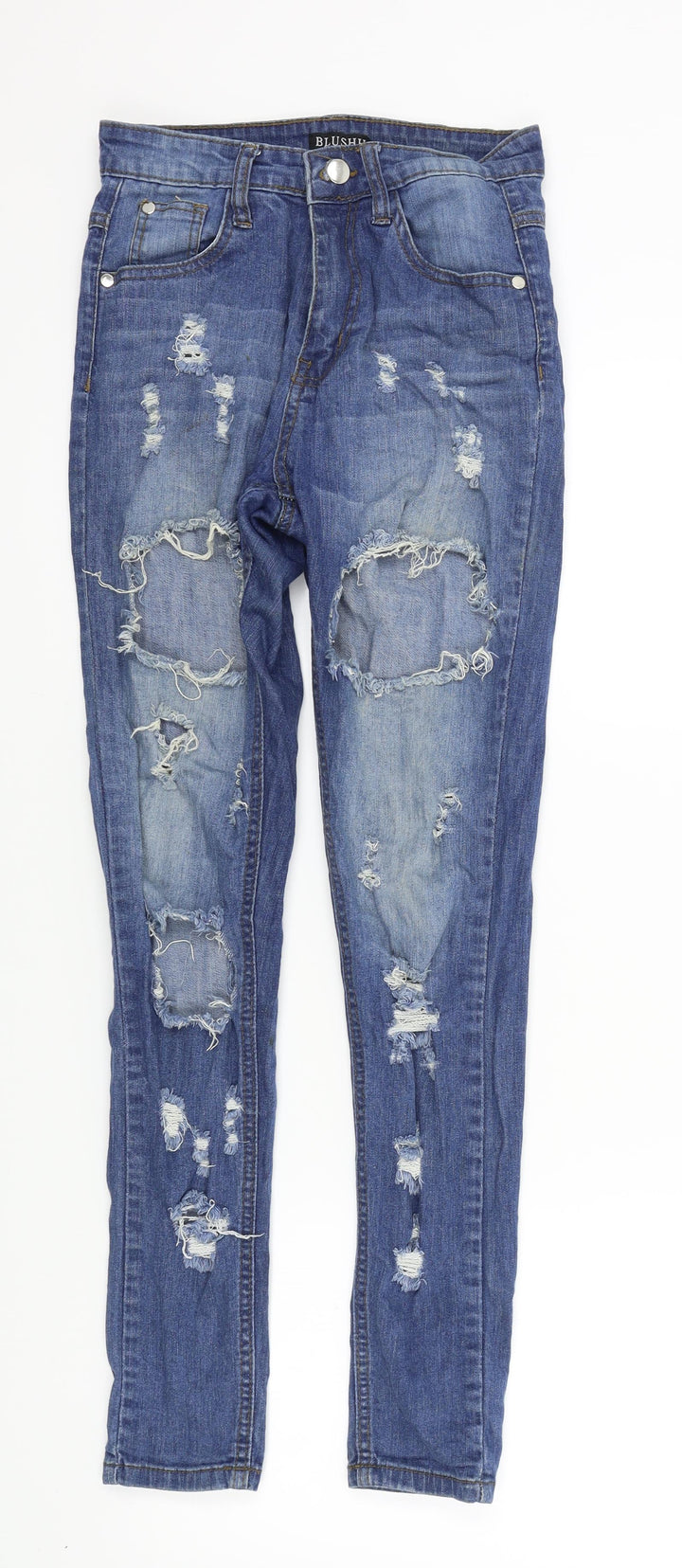Blush Womens Blue Skinny Jeans Size S L27 in - Distressed