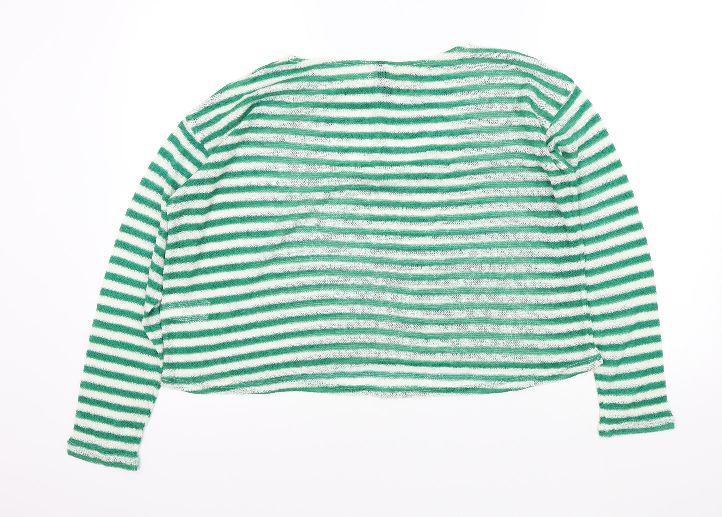 H&M Womens Green Striped  Pullover Jumper Size M