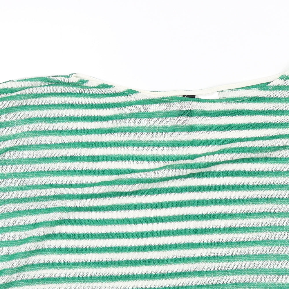 H&M Womens Green Striped  Pullover Jumper Size M