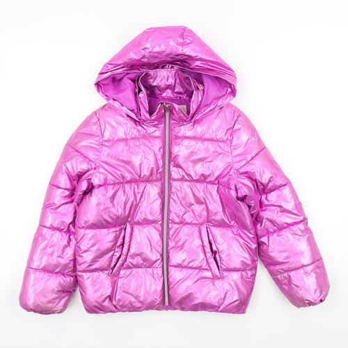 F&F Girls Pink Colourblock  Basic Coat Coat Size 7 Years