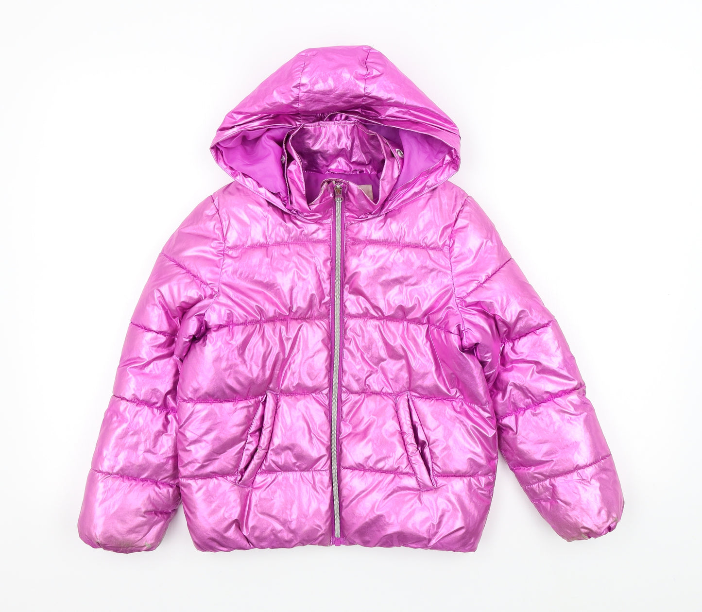 F&F Girls Pink Colourblock  Basic Coat Coat Size 7 Years