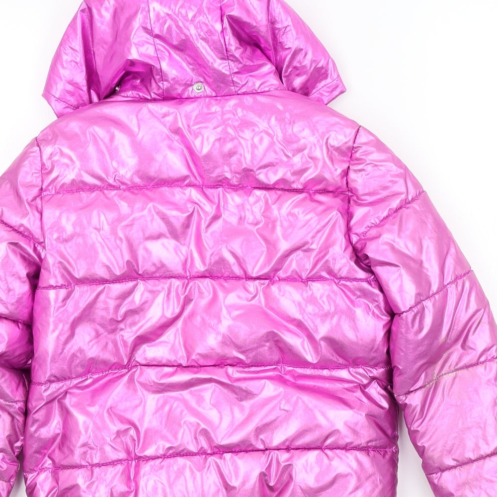 F&F Girls Pink Colourblock  Basic Coat Coat Size 7 Years