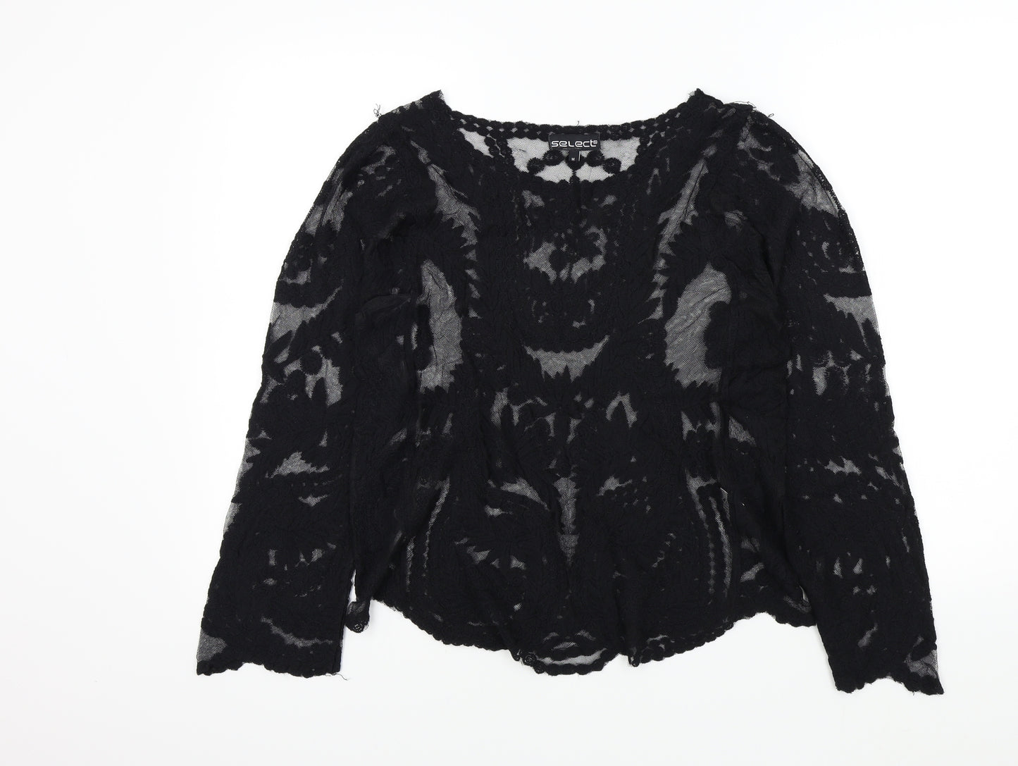 Select Womens Black Floral  Basic Blouse Size M
