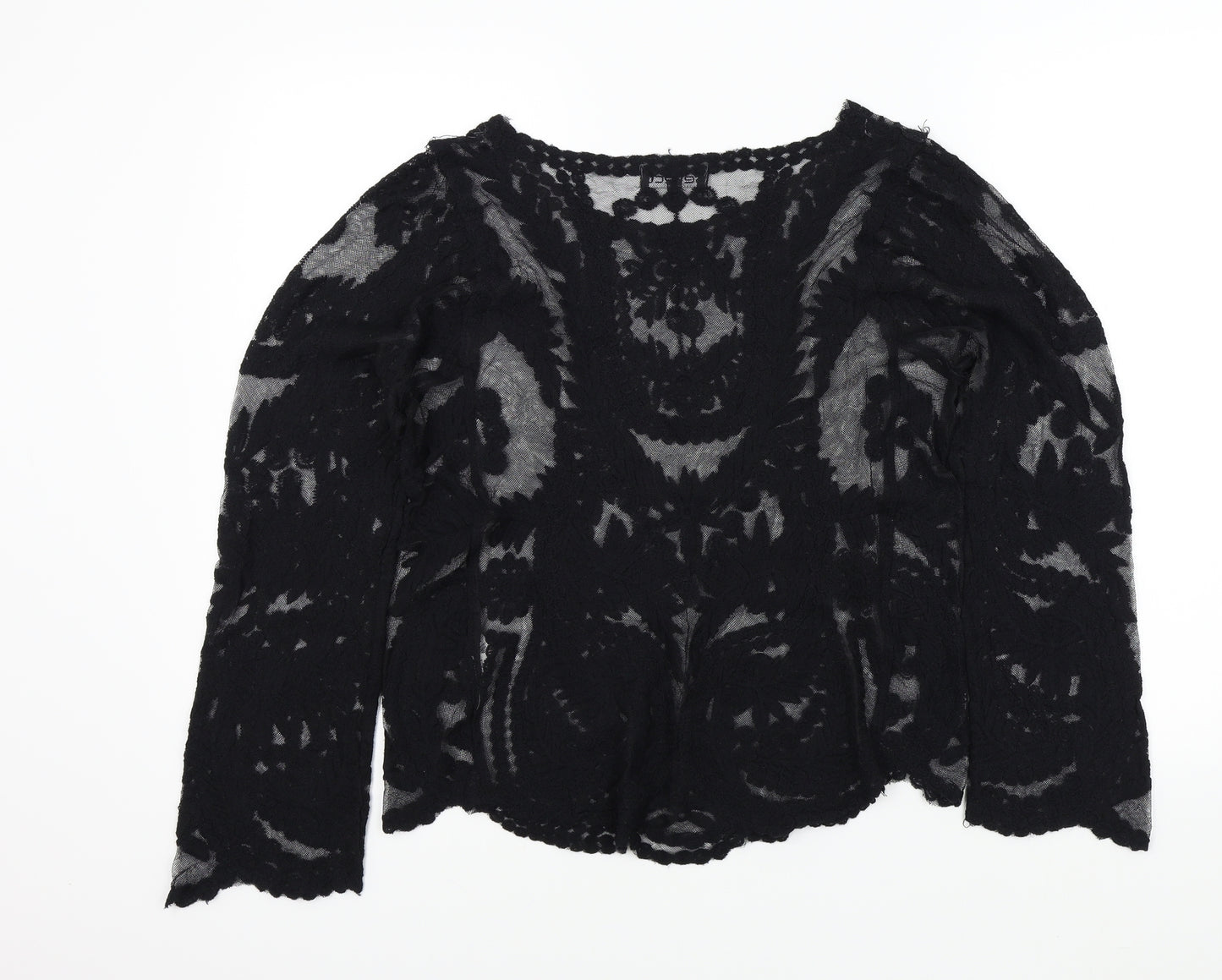 Select Womens Black Floral  Basic Blouse Size M