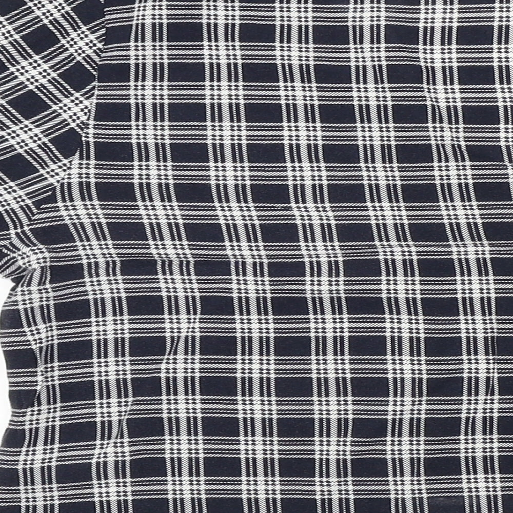 H&M Womens Blue Check  Basic Blouse Size 14