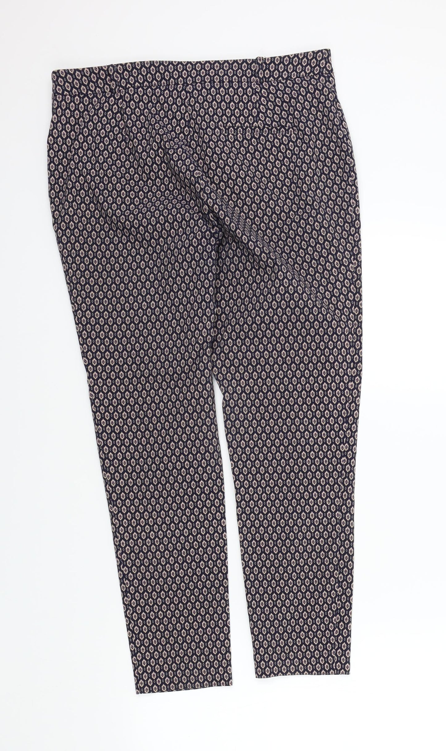 F&F Womens Blue Geometric  Trousers  Size 12 L26 in