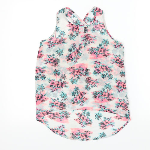 YD Girls White Floral  Basic Blouse Size 10 Years
