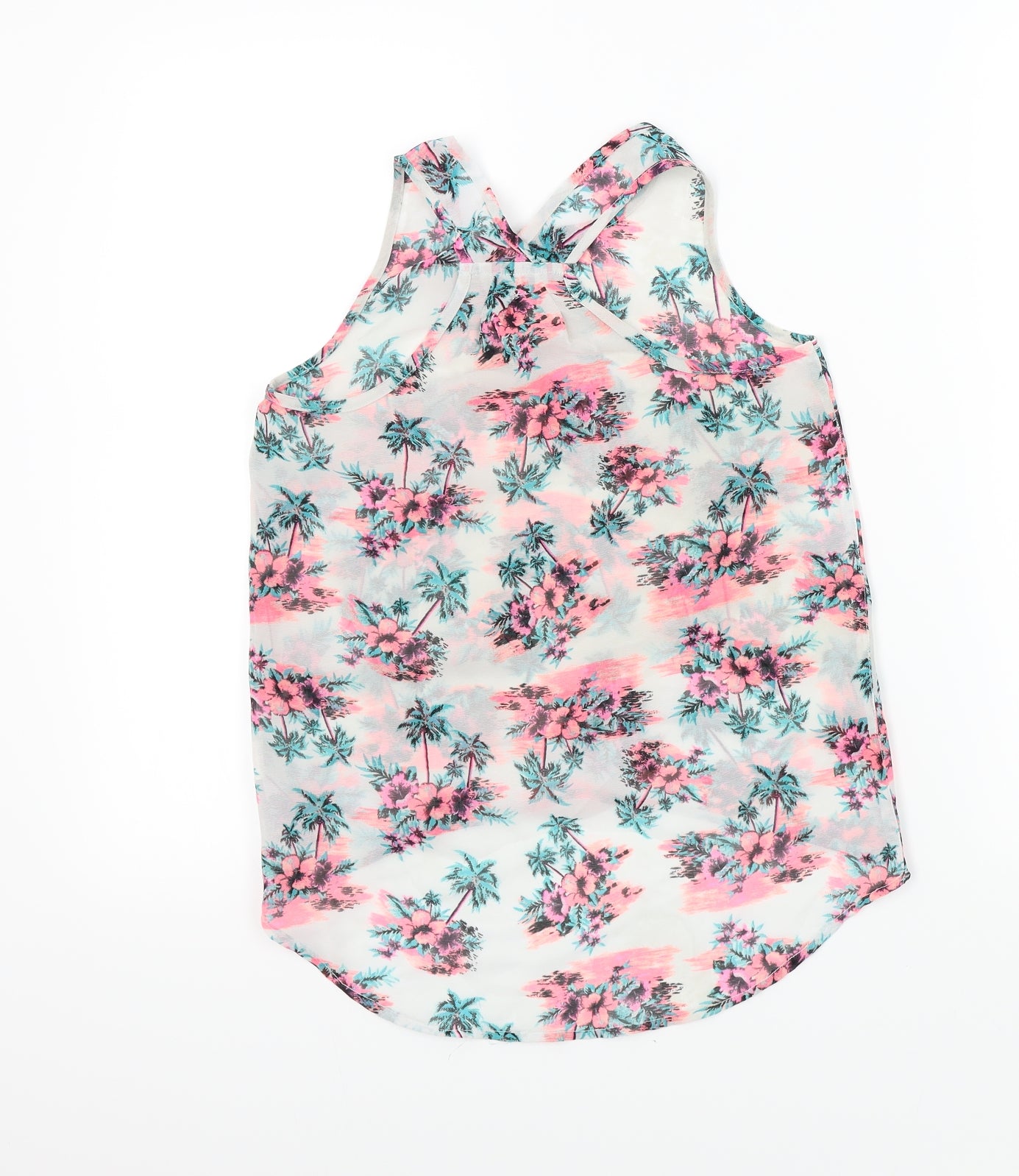 YD Girls White Floral  Basic Blouse Size 10 Years