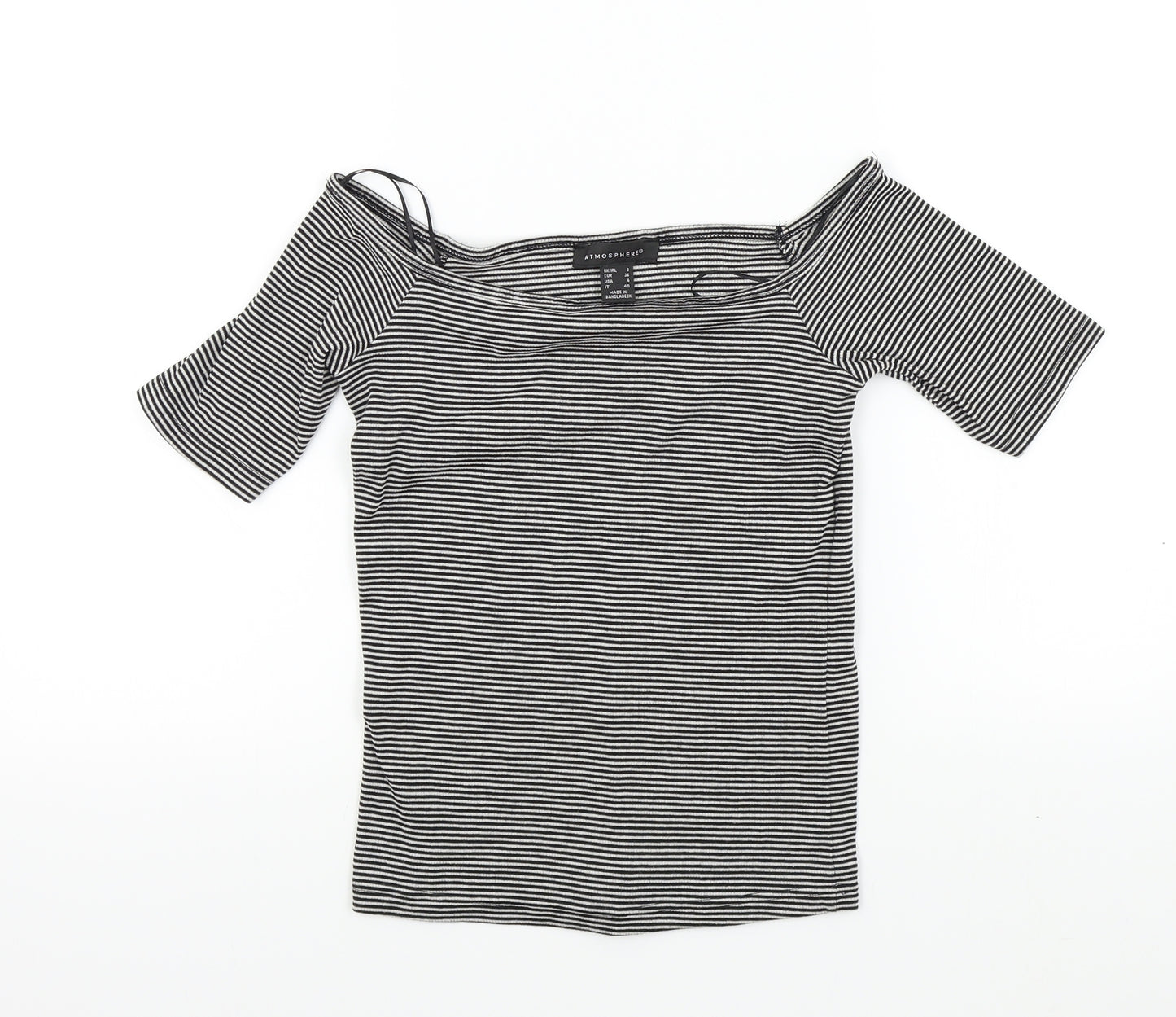 Primark Womens Black Striped  Basic T-Shirt Size 8