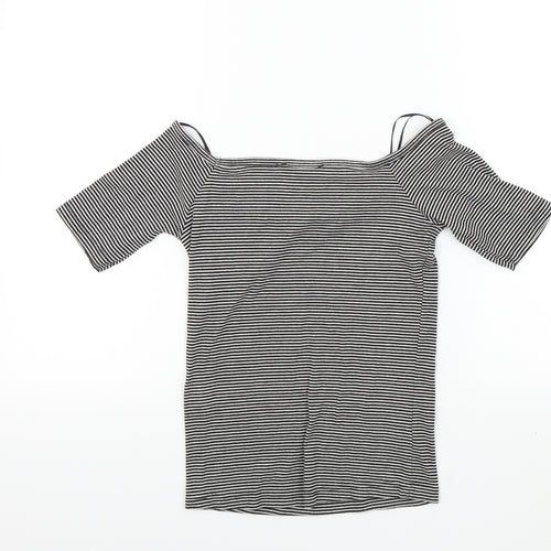 Primark Womens Black Striped  Basic T-Shirt Size 8