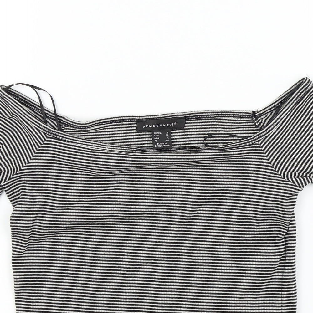 Primark Womens Black Striped  Basic T-Shirt Size 8