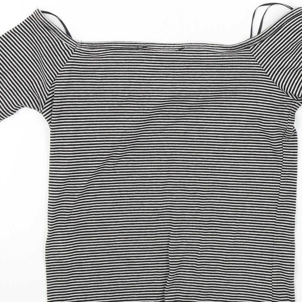 Primark Womens Black Striped  Basic T-Shirt Size 8