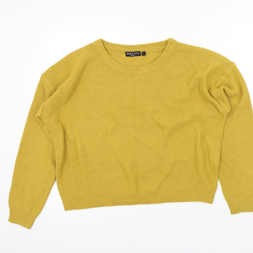Brave Soul Womens Yellow   Pullover Jumper Size L