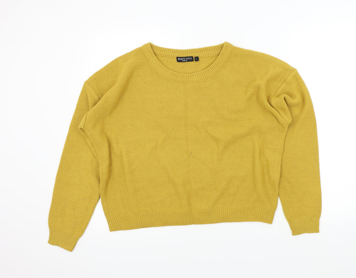 Brave Soul Womens Yellow Pullover Jumper Size L