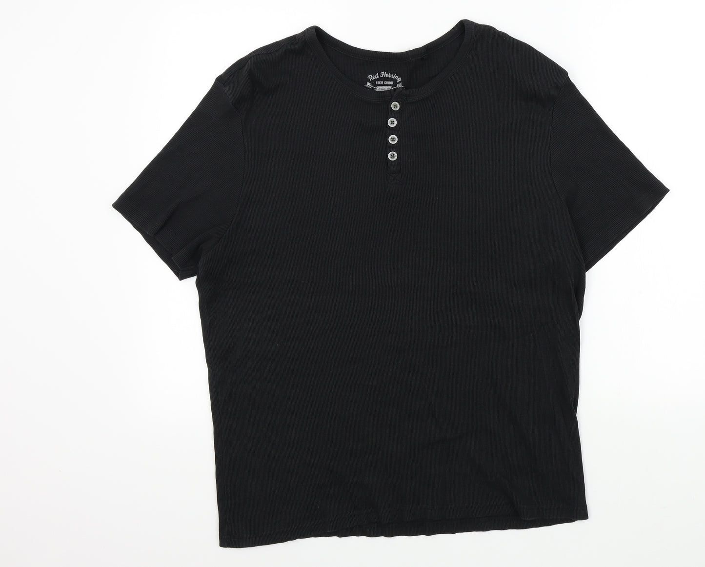 Red Herring Mens Black Colourblock   T-Shirt Size 2XL