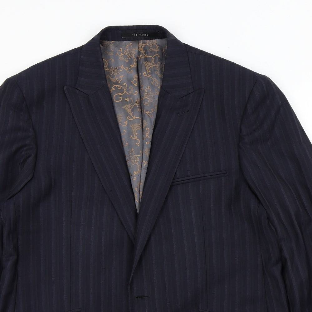 Ted Baker Mens Blue Striped  Jacket Suit Jacket Size 44