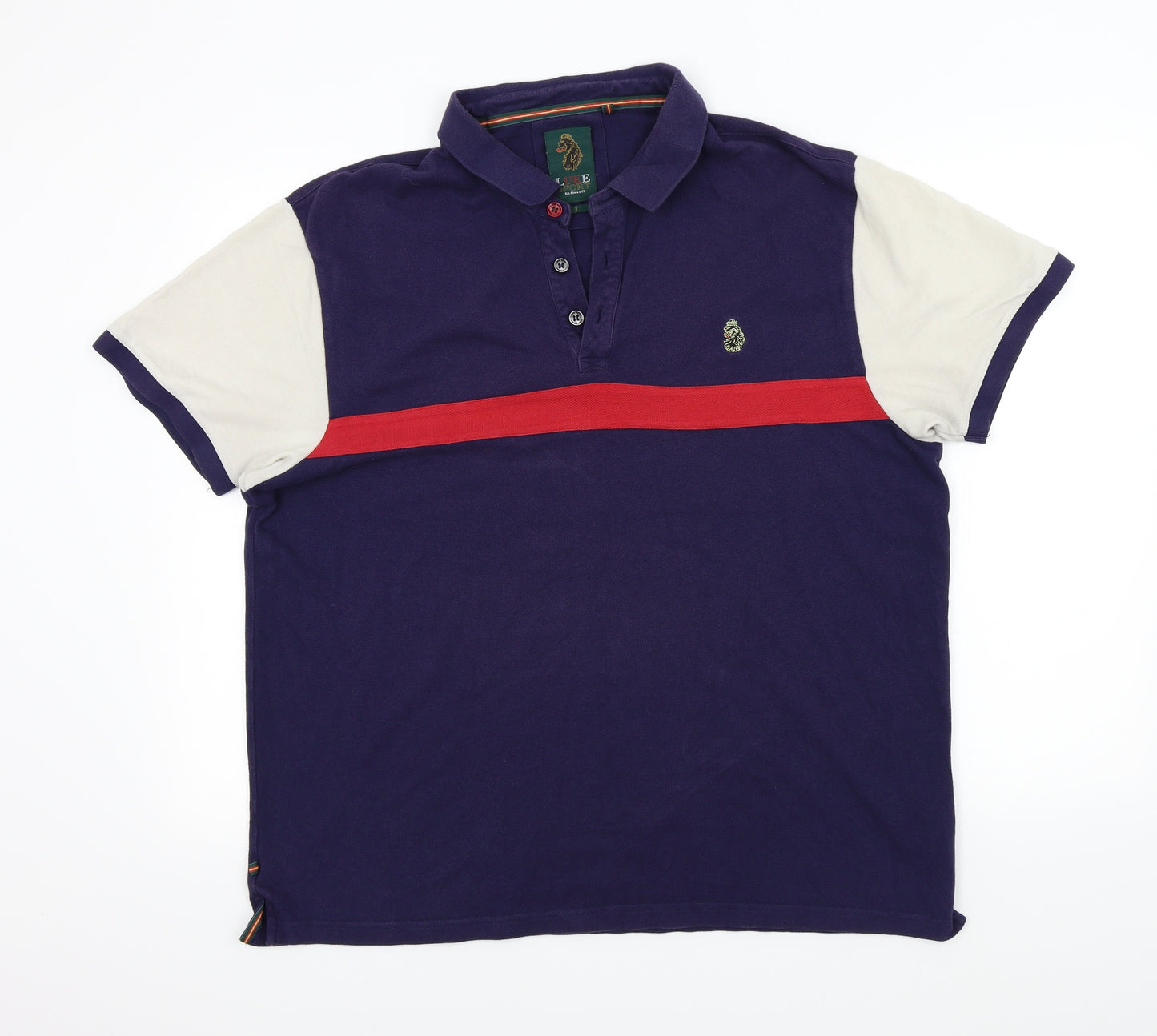 luke sport Mens Blue Colourblock   Polo Size L