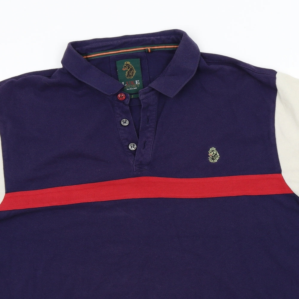 luke sport Mens Blue Colourblock   Polo Size L