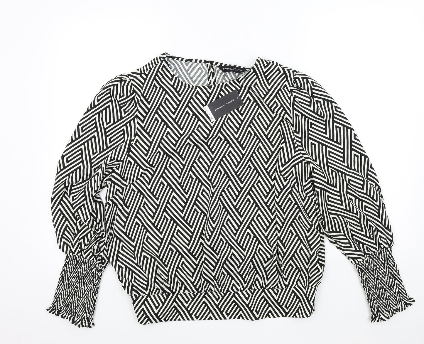 Dorothy Perkins Womens Black Geometric  Basic Blouse Size 18