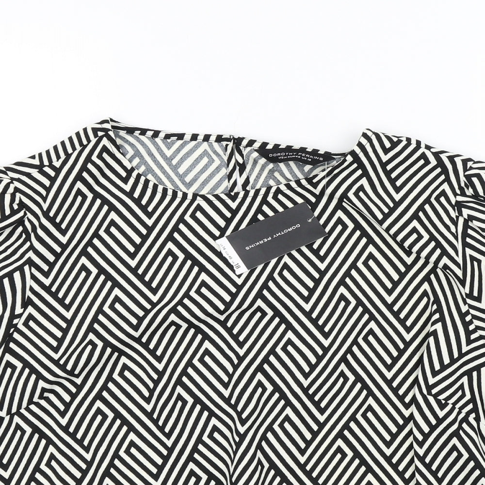 Dorothy Perkins Womens Black Geometric  Basic Blouse Size 18