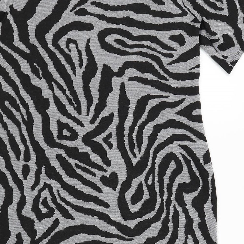 Dorothy Perkins Womens Black Geometric  A-Line  Size 14