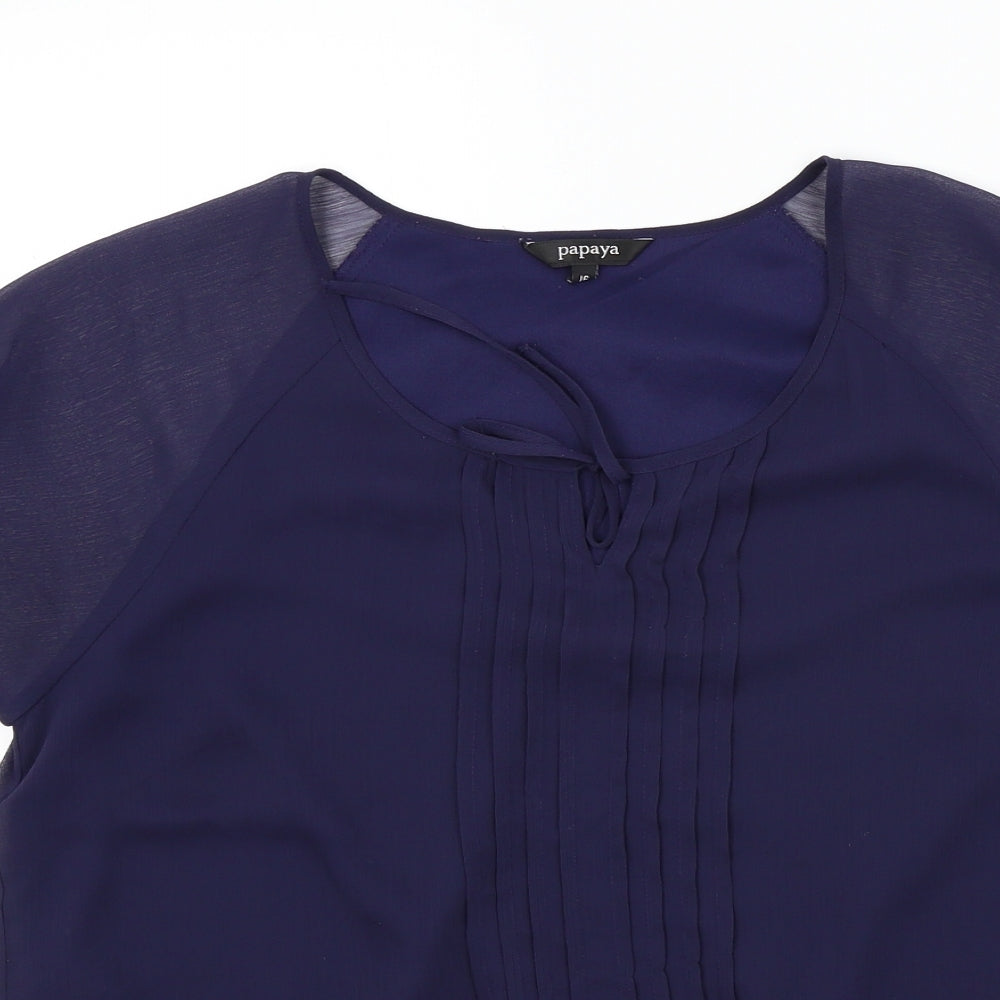 Papaya Womens Blue Colourblock  Basic Blouse Size 16