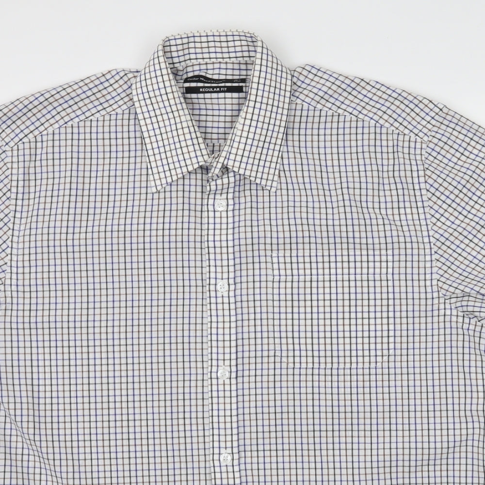 Cedar Wood State Mens White Check   Button-Up Size 16