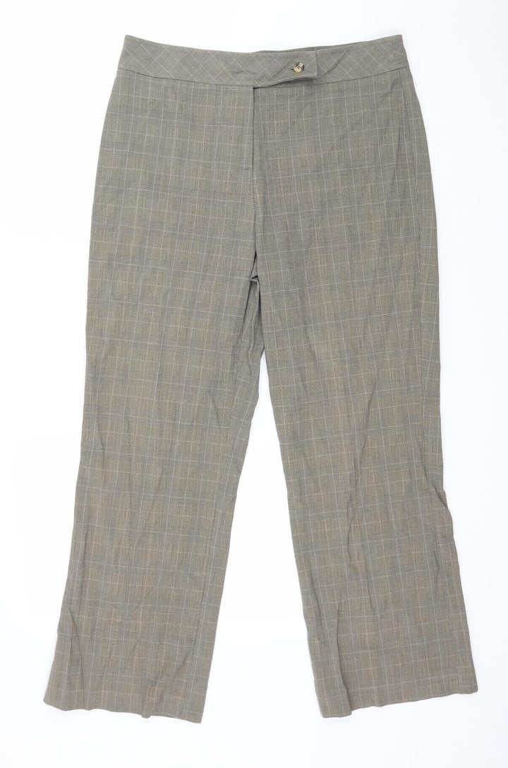 Mia Moda Womens Grey Check Trousers Size 14 L27 in