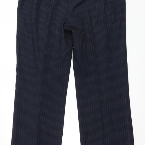 Marks and Spencer Womens Blue Striped  Trousers  Size 14 L32 in