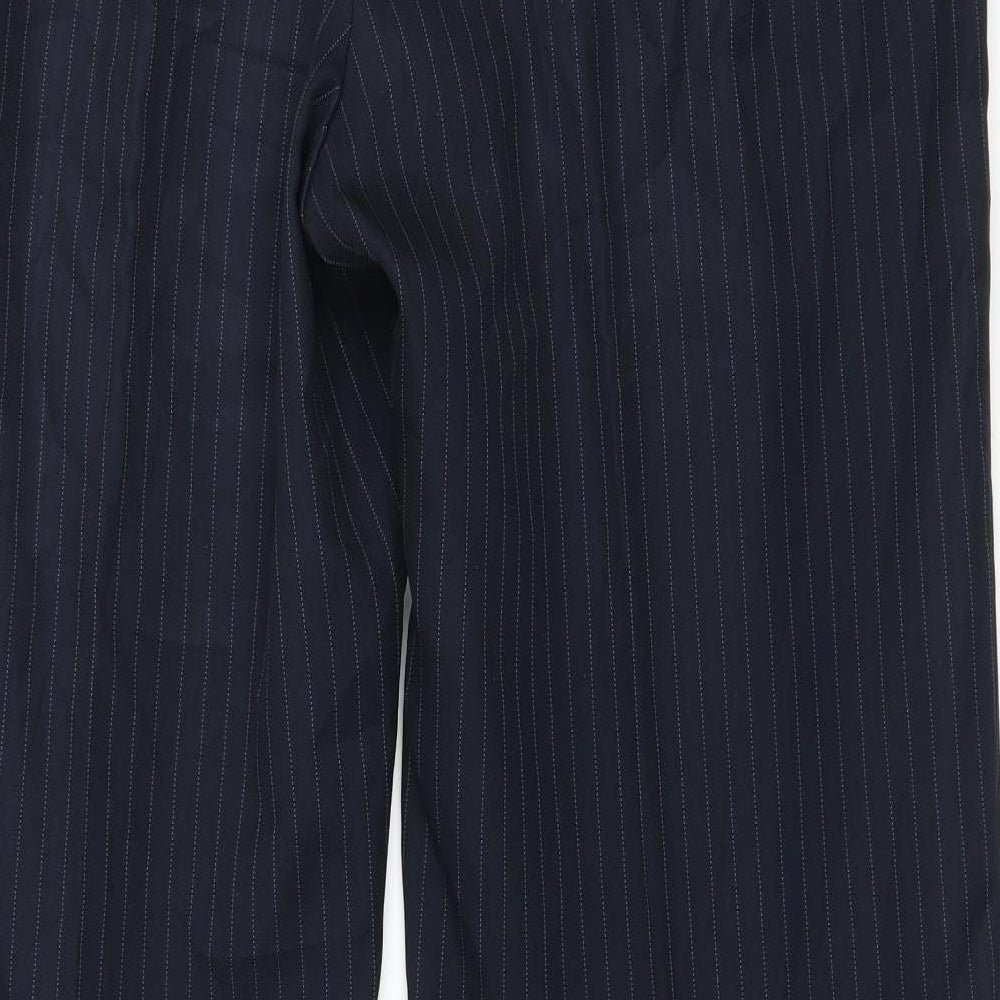Marks and Spencer Womens Blue Striped  Trousers  Size 14 L32 in