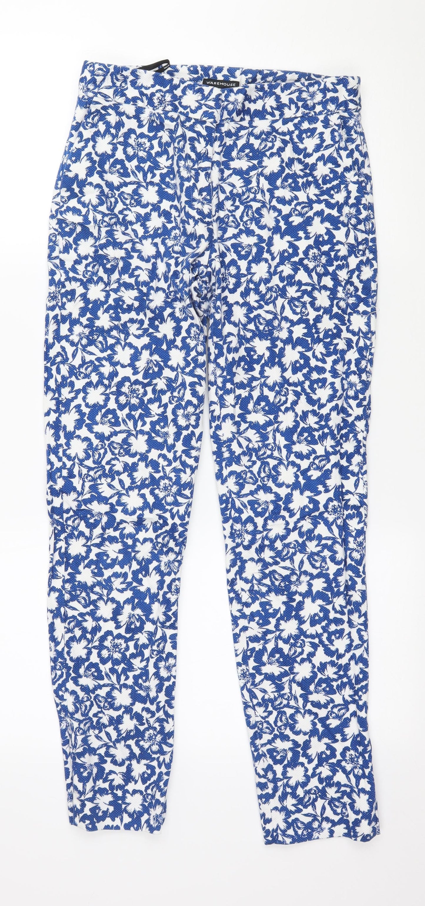 Warehouse Womens Blue Floral  Trousers  Size 8 L27 in