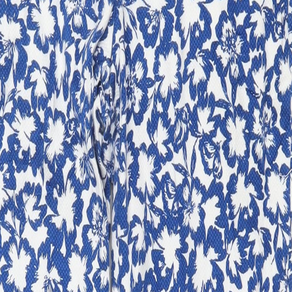 Warehouse Womens Blue Floral  Trousers  Size 8 L27 in