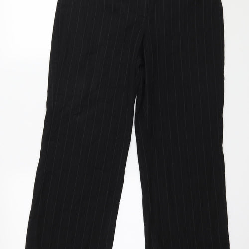 Marks and Spencer Womens Black Striped  Trousers  Size 12 L29 in