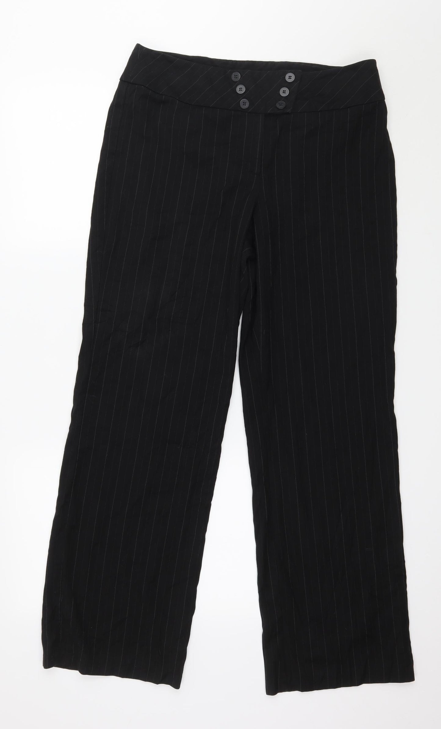 Marks and Spencer Womens Black Striped  Trousers  Size 12 L29 in