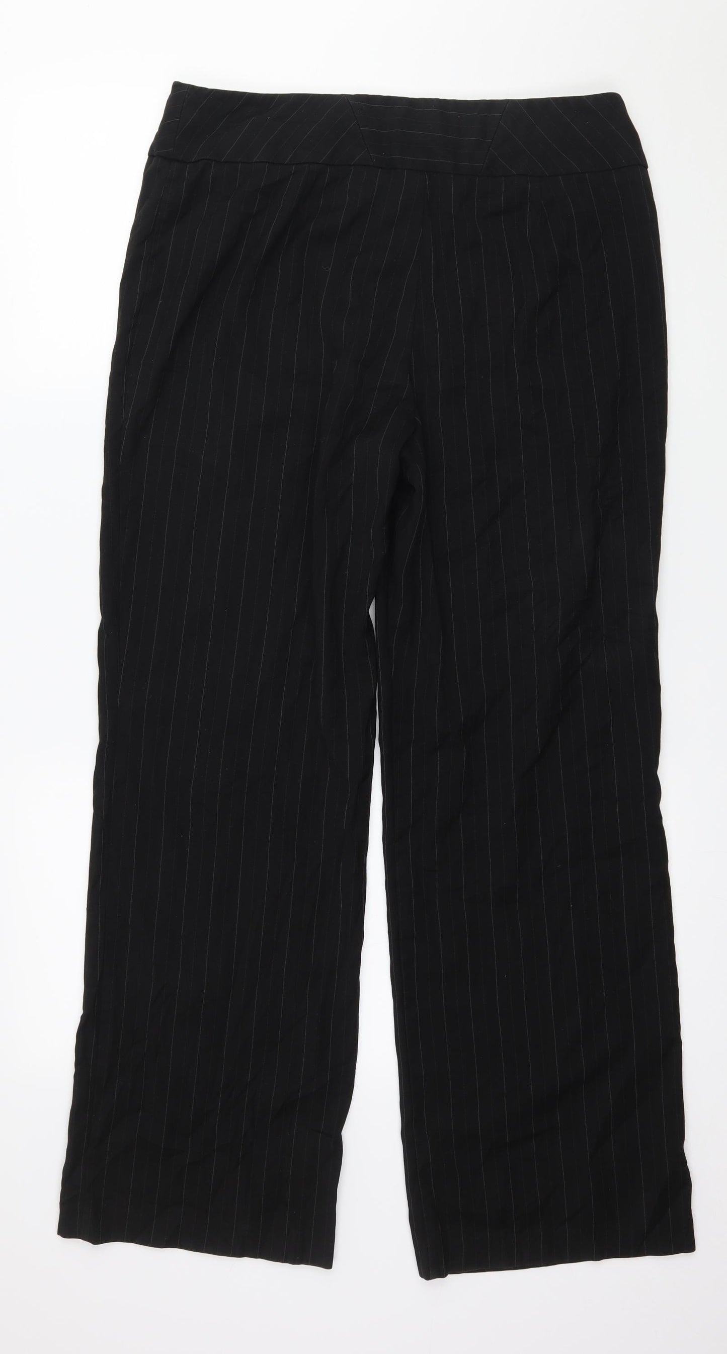 Marks and Spencer Womens Black Striped  Trousers  Size 12 L29 in